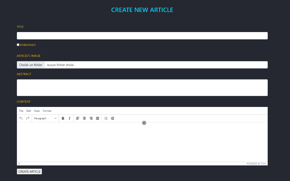 Page d'affichage du classement des personnages